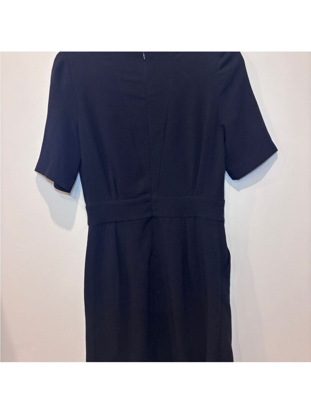 Maje Solweig Navy Sheath Dress Keyhole Short Sleeve Size 36 Parisian Office 0473 - Picture 5 of 6